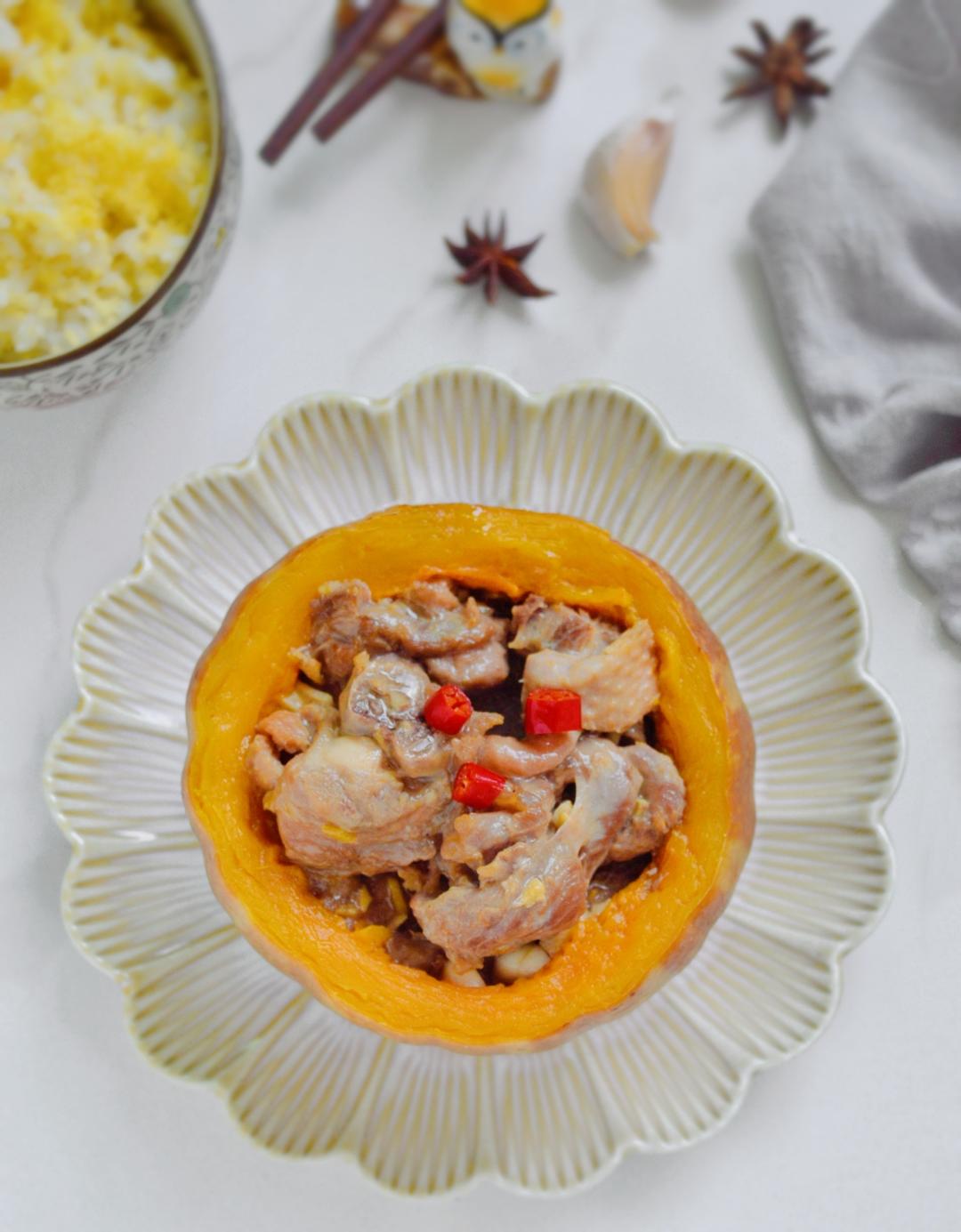 Authentic Steamed Duck in Pumpkin Bowl