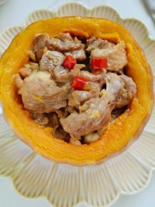 Authentic Steamed Duck in Pumpkin Bowl