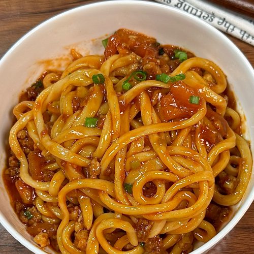 Authentic Tomato Meat Sauce Noodles with hand-pulled noodles