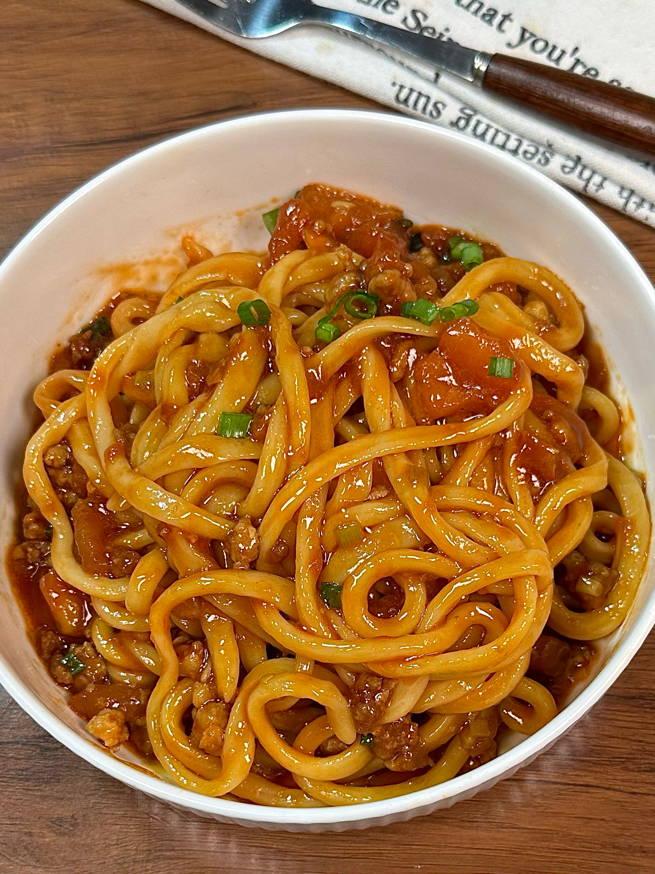 Authentic Tomato Meat Sauce Noodles with hand-pulled noodles