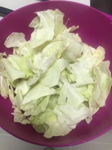 Salt the cabbage and wait for the water to release