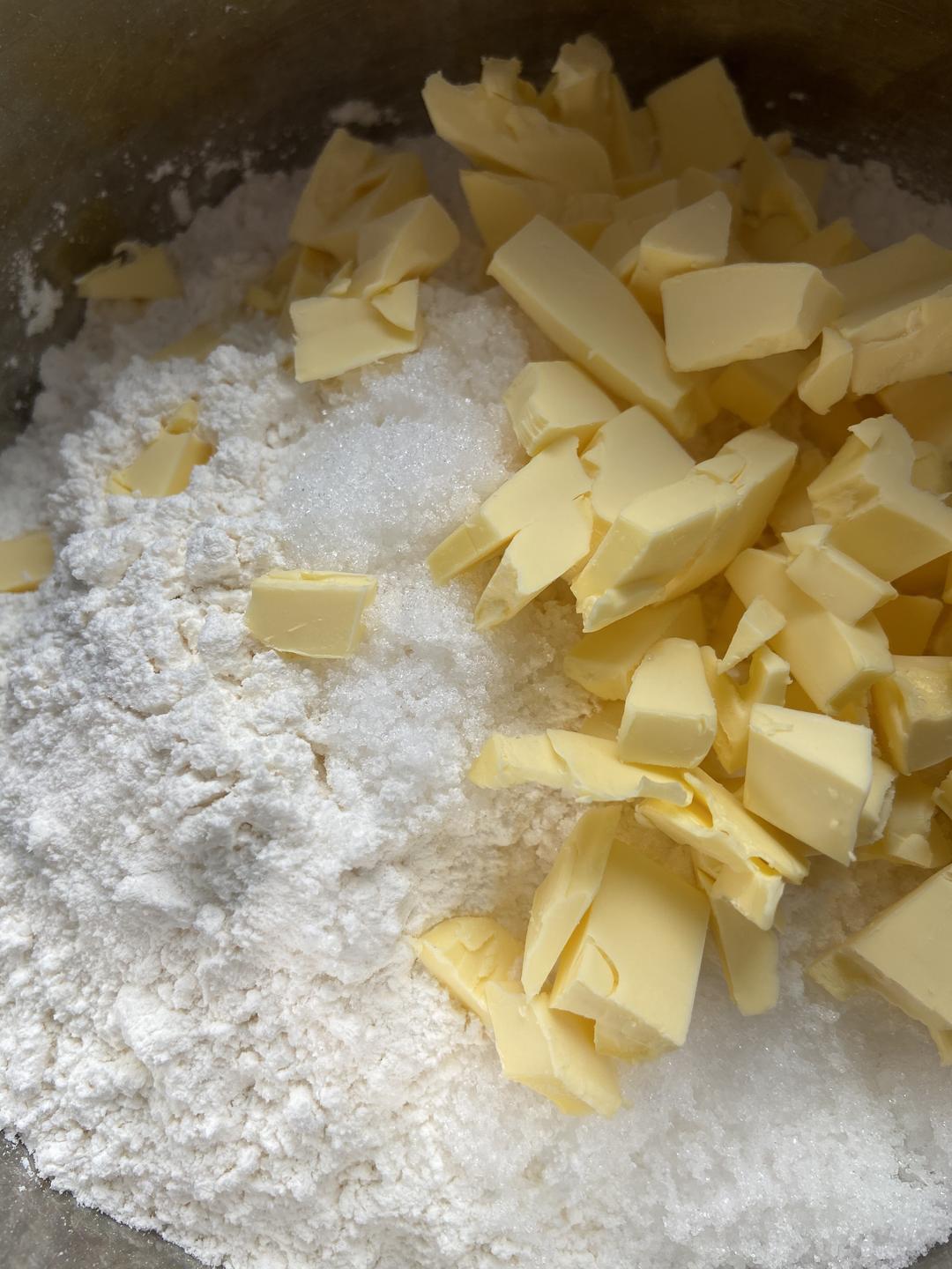 Weigh and mix the cake flour, salt, sugar, an