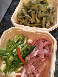 Sear the pork strips
