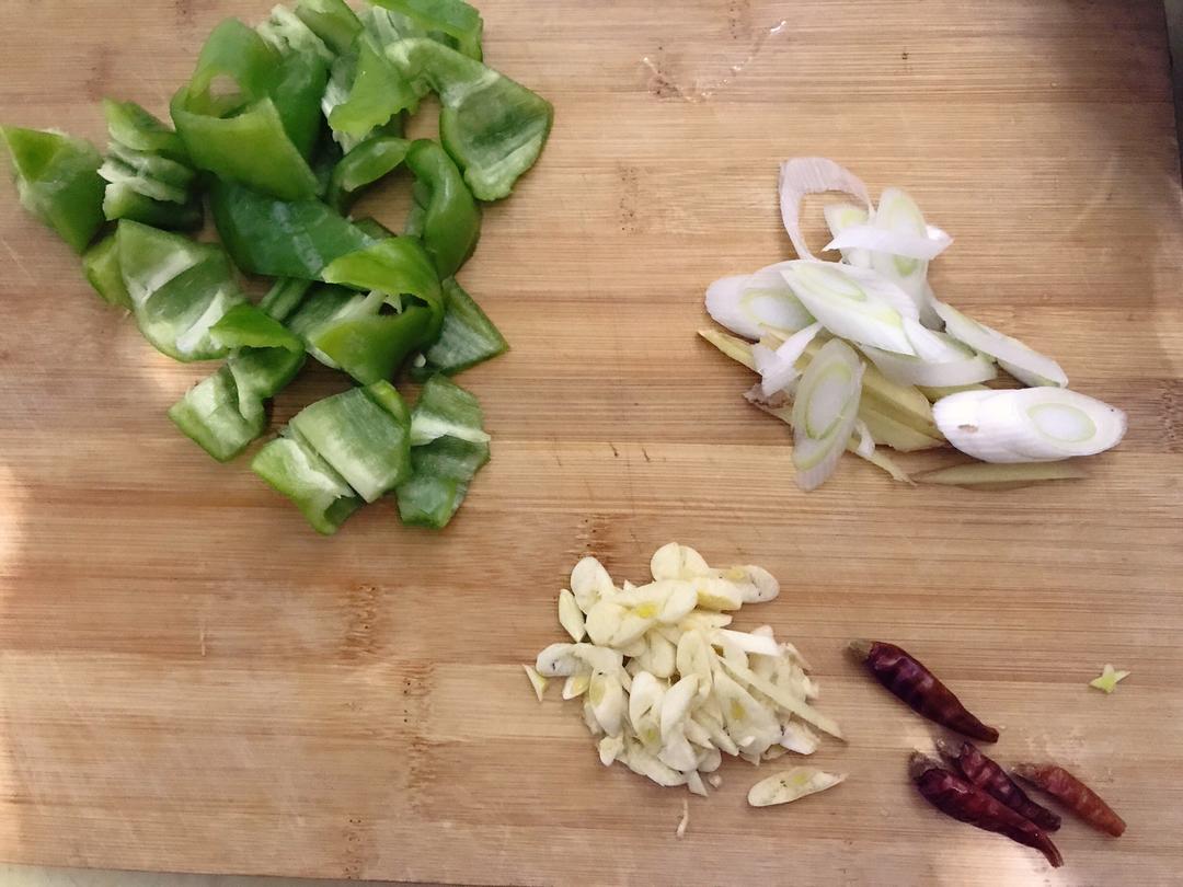 All the ingredients prepped for the stir-fry
