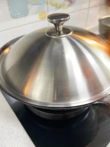 After about 8 minutes, listen for an increasingly loud crackling sound, which means the liquid has nearly cooked off.