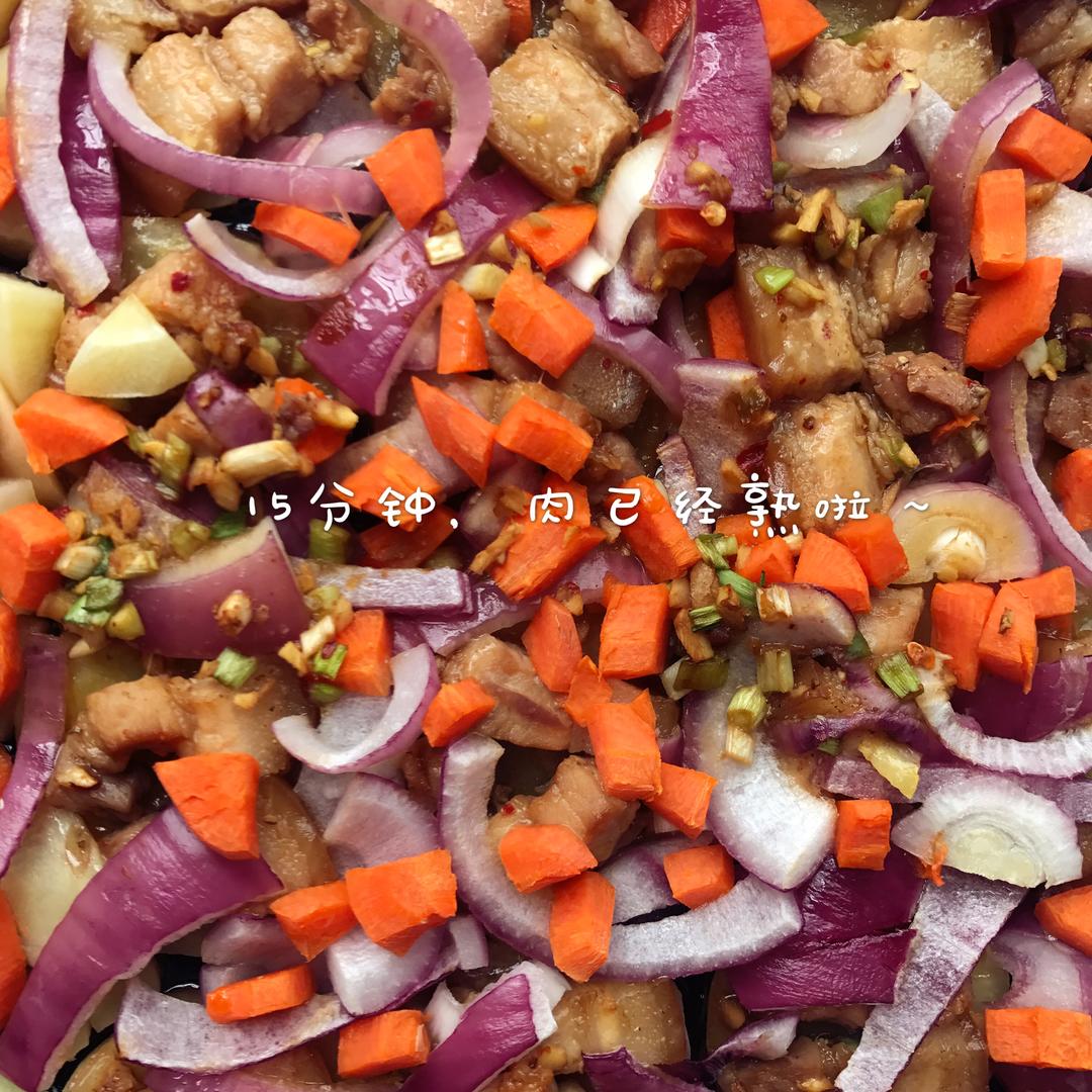 Flip only the pork slices and stir the vegetables