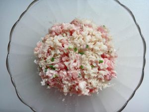 Mix the batter with glutinous rice flour and egg