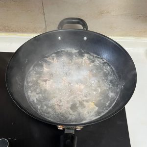Reduce the sauce to the glossy plum glaze