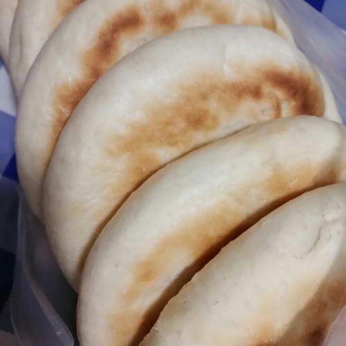 Golden pocket bread with a hollow center for stuffing