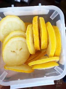 Frozen lemon slices ready