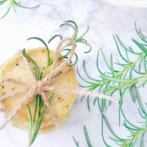 Rosemary butter cookies with sparkling sugar edges
