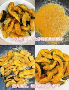 Toss the blanched pumpkin pieces in cornstarch until each piece is thinly coated