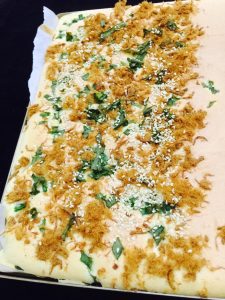 The scallion pork floss version of the sheet cake