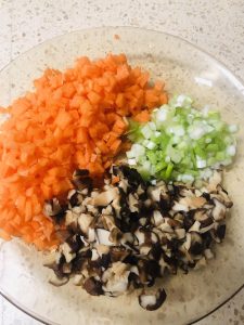 Season the filling with soy, oyster sauce, and wine