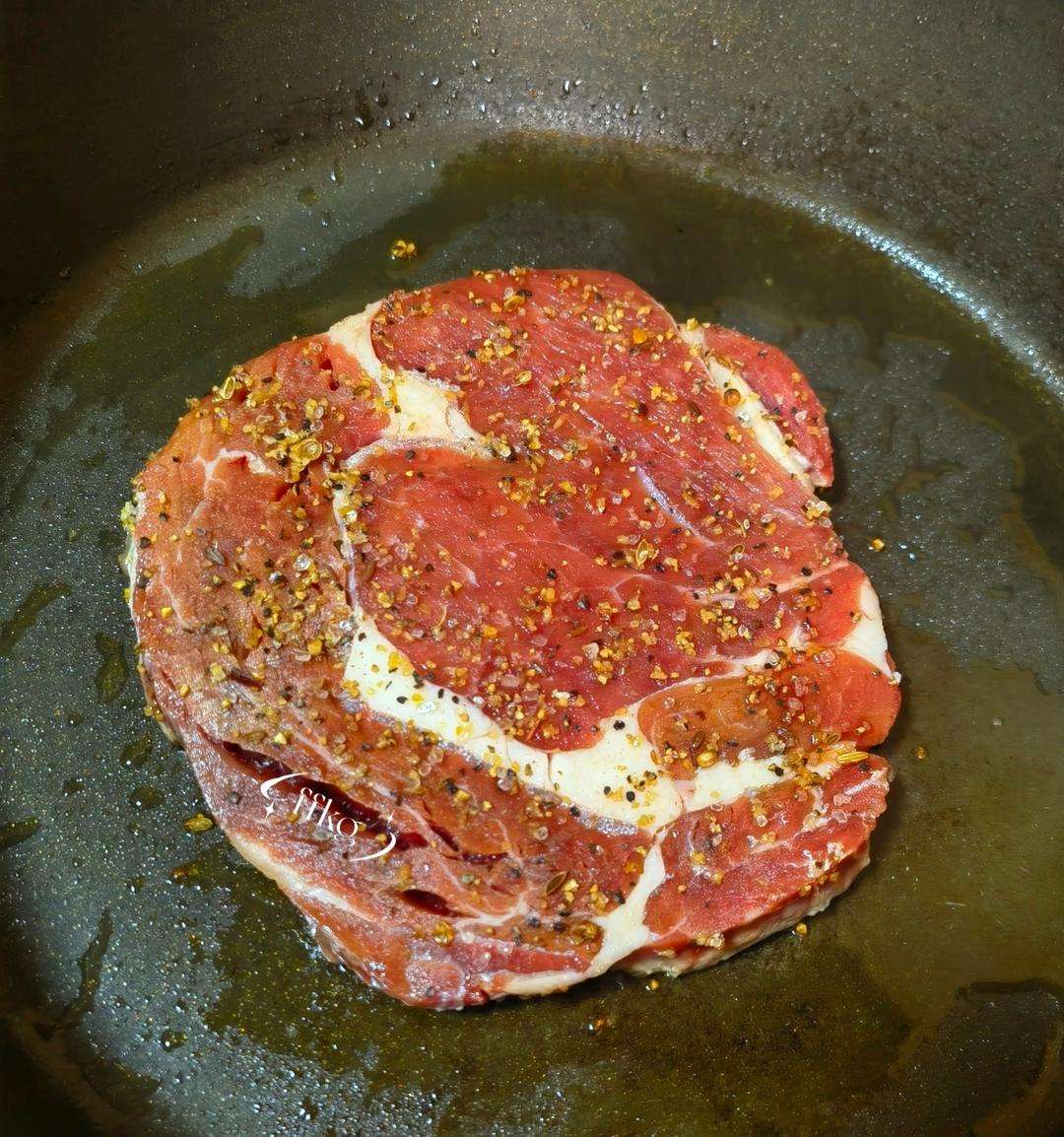 Sear the steak until deeply browned, rest, and slice into strips