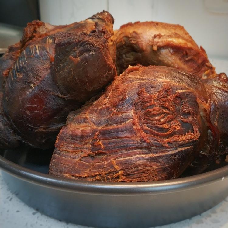 Sliced soy-braised beef shank with a mosaic of meat and gelatin