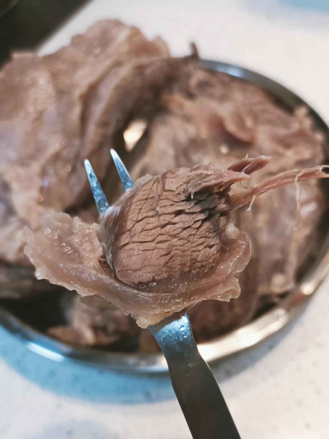 The salt-only comparison beef, sliced over noodle soup