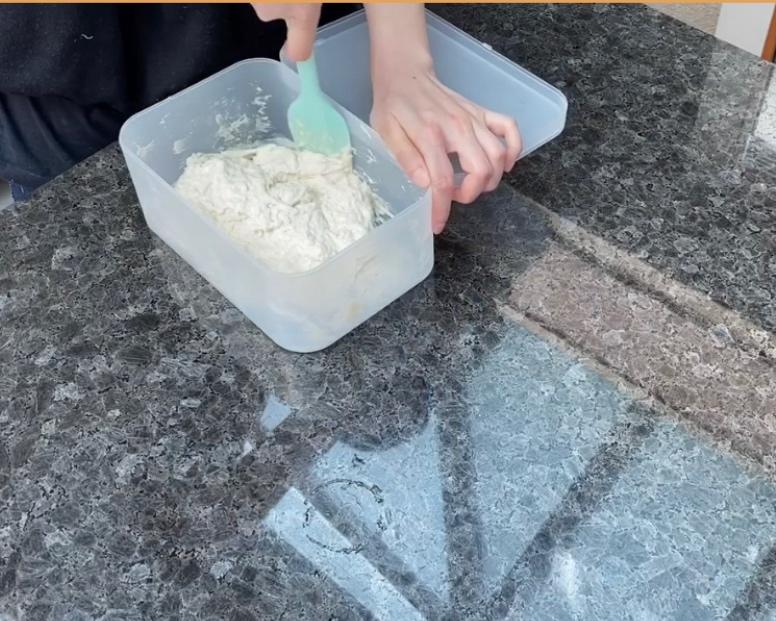 Mixing the main dough with both flours
