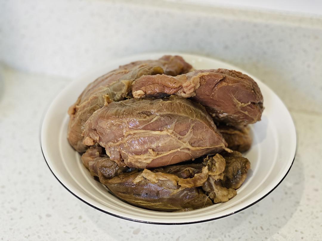 Steeping the beef in the hot broth