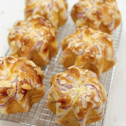 Taro paste star buns, soft and puffed