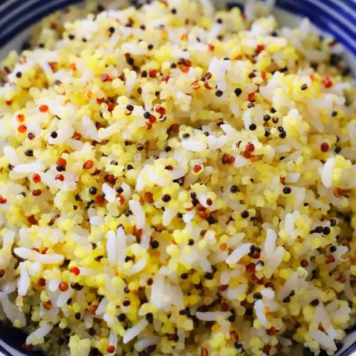 Three-color quinoa rice with white rice and millet, fluffy and ready to serve