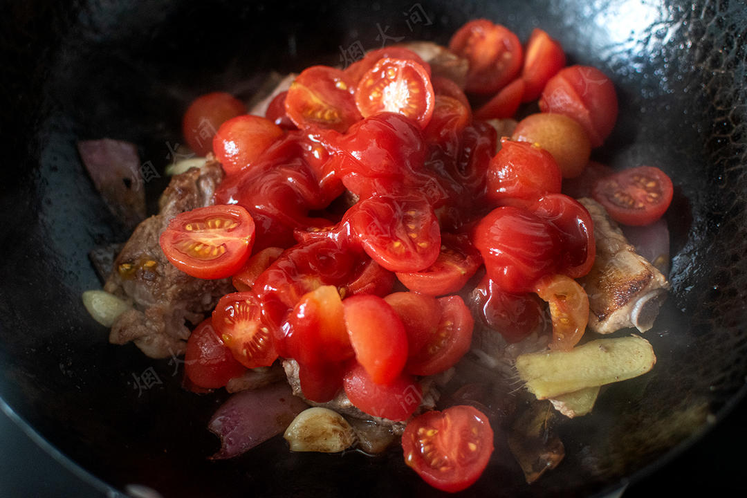 Add the diced tomatoes and cook until they release their juice