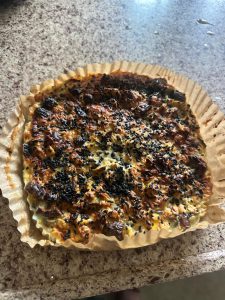 Yogurt oat cake batter baking in the air fryer