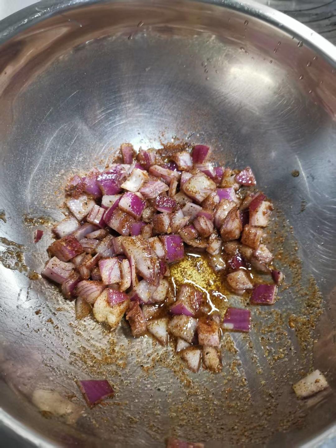 Mixing the spice rub with olive oil