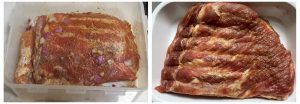 Rubbing the spice mix over the ribs
