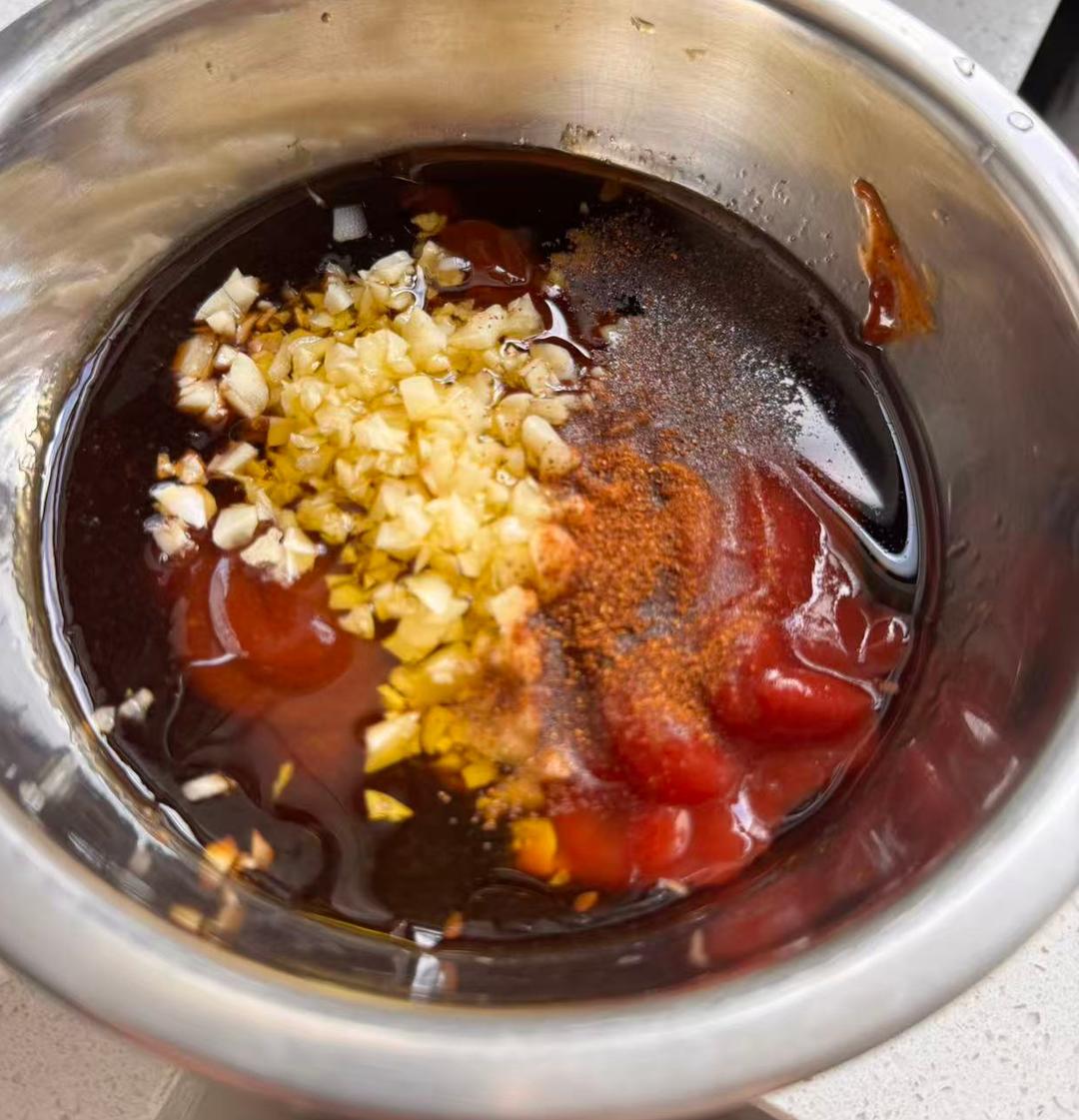 Stirring the finished barbecue glaze