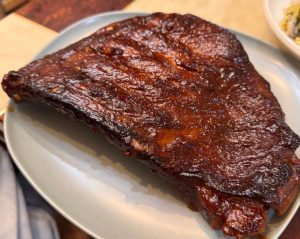 Ribs with caramelized crisp edges after glazing