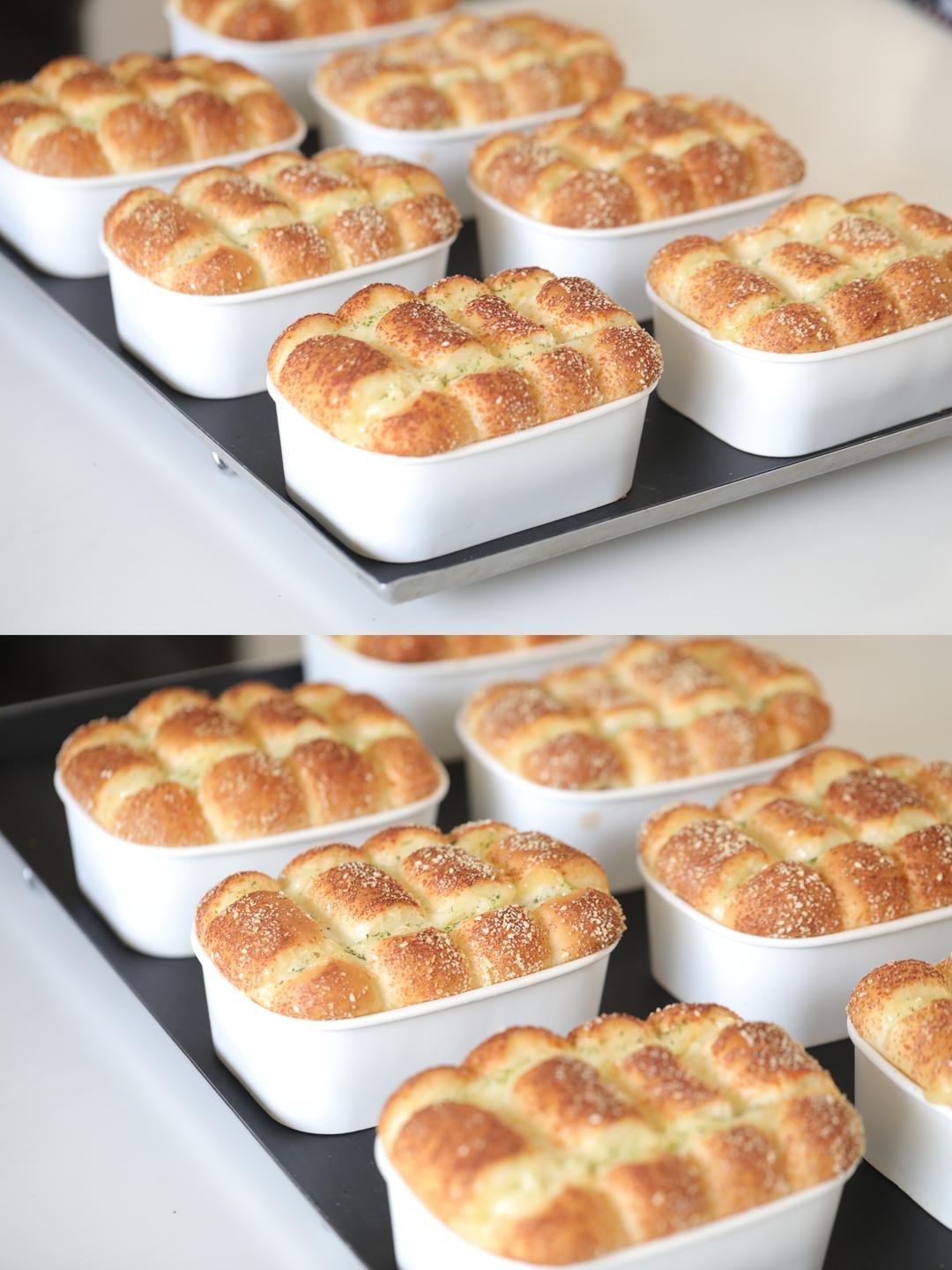Bacon and pork floss bento toast rolls baked in a paper box mold