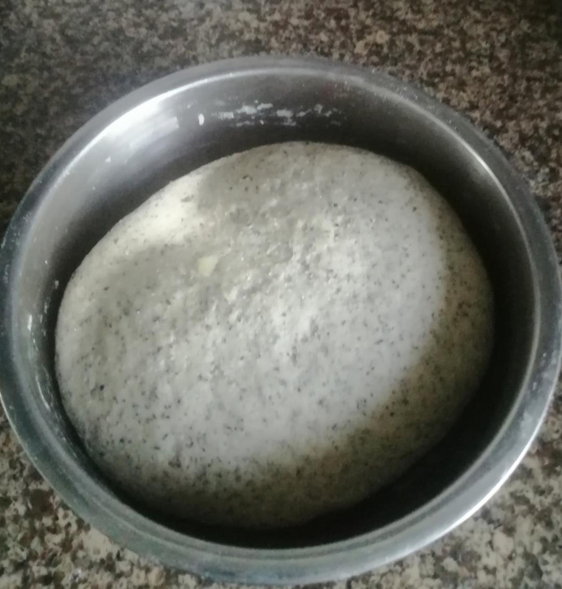 Let the dough ferment until it has roughly doubled in size, about 1 to 1.5 hours in a warm kitchen.