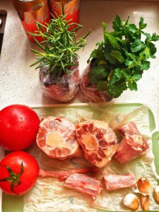 Everything, plus the rosemary and mint or basil, is just a bonus and entirely optional. There's also a can of tomato paste that shows up later.