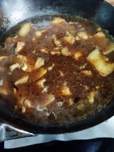 Pour in boiling water to cover the meat, bring to a boil, cover, and turn the heat to medium-low for 10 minutes.
