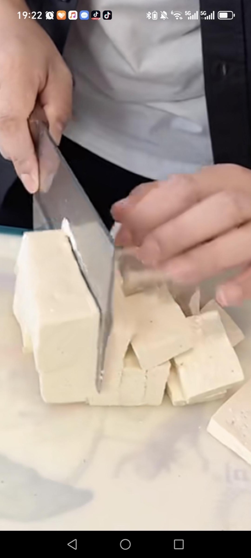Cut the tofu into small, even cubes.