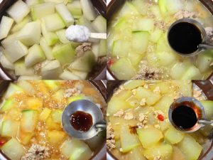 Add a small spoon of salt and toss, then add the light soy sauce, oyster sauce and dark soy sauce, mix well, cover the pot and braise over medium-low heat for about 10 minutes.