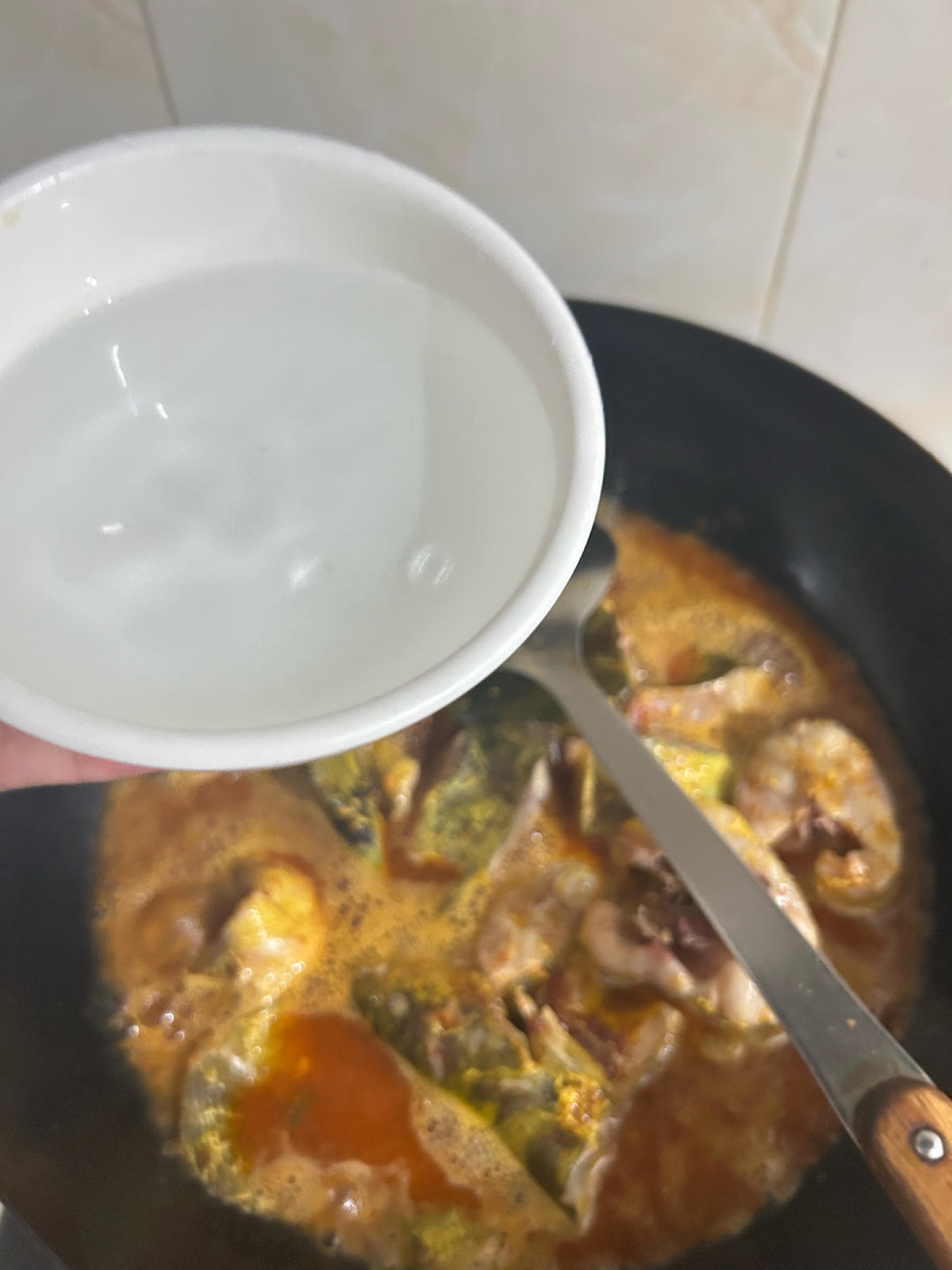 Water added to the braising liquid