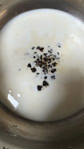 Brown sugar dissolving in warm milk