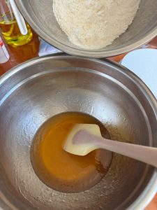 Syrup mixture stirred until emulsified