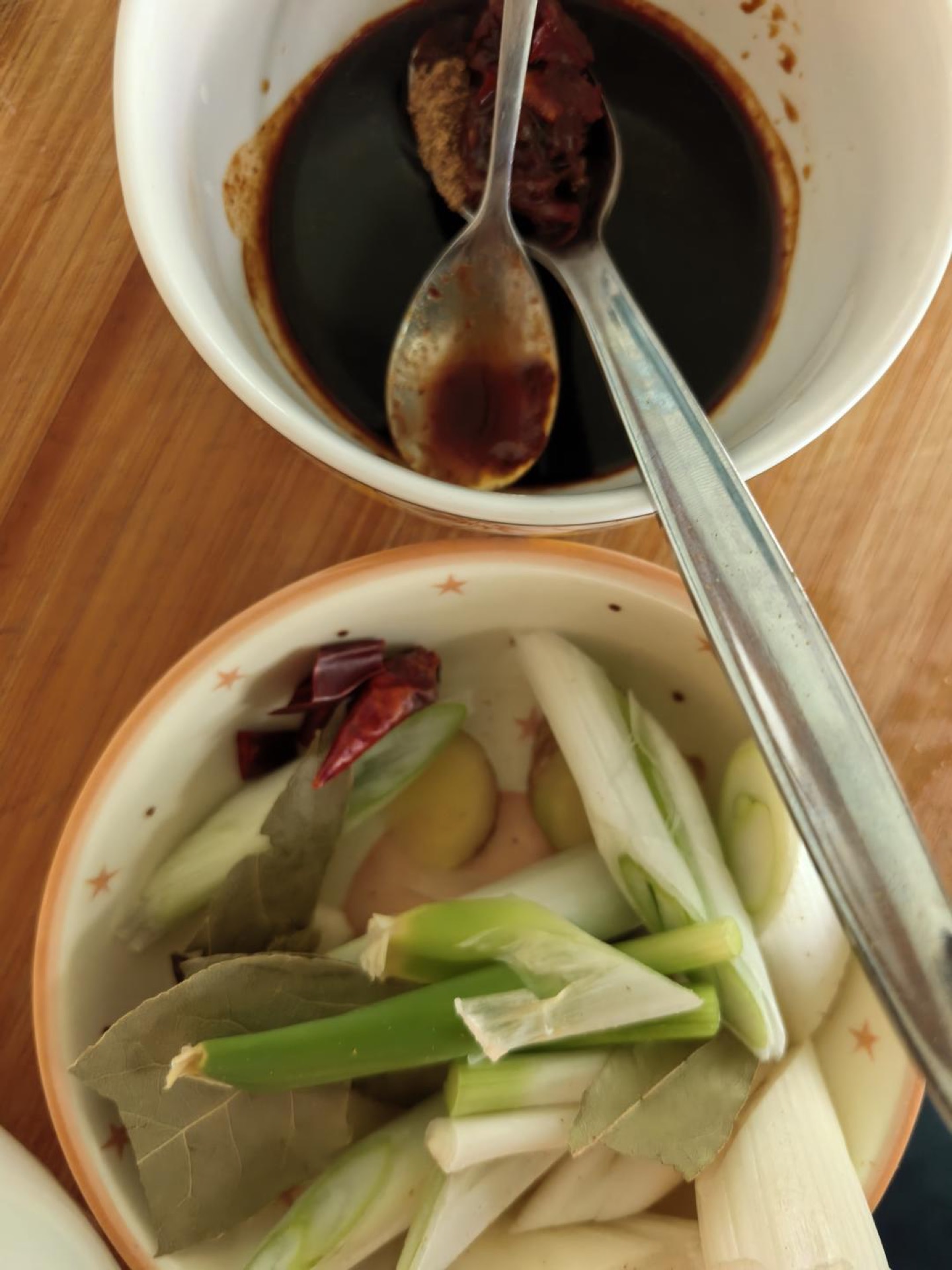 Seasonings arranged in small bowls