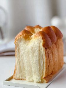 Close-up of the fine crumb of crown toast
