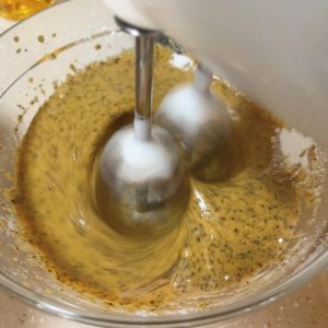 The yolk batter whisked smooth