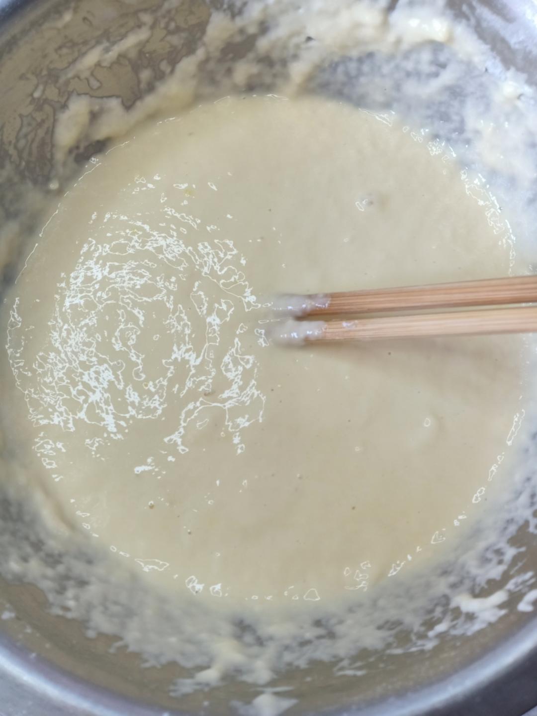 Whisk the batter until smooth then cover and rest for about 20 minutes
