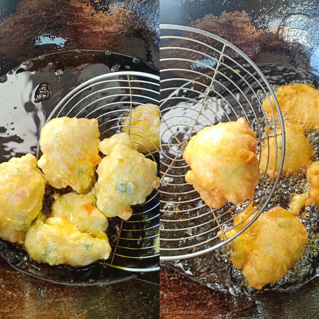 Drop spoonfuls of batter into hot oil where they float up and turn golden
