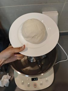 Pizza dough kneading in the stand mixer