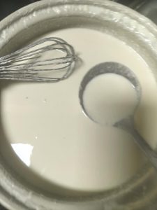 Whisk the flour and water together until you have a smooth batter the consistency of yogurt.