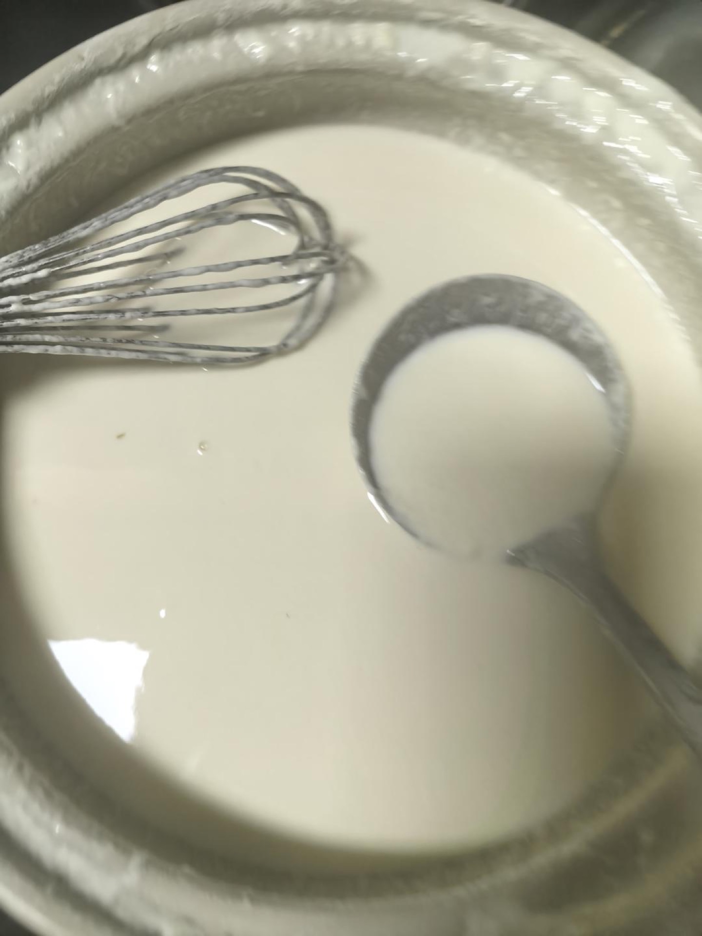 Whisk the flour and water together until you have a smooth batter the consistency of yogurt.