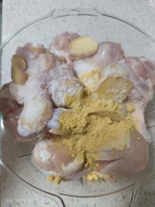 All the marinade ingredients in the container