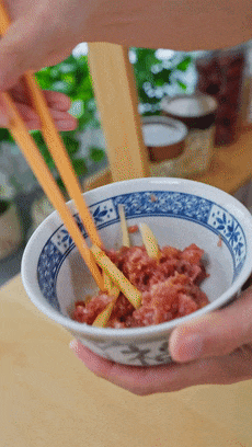 For the beef, mince or slices both work, but